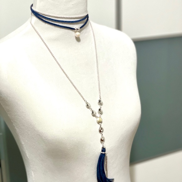 Lucky Brand silver tone tassel statement necklace - Picture 2 of 4